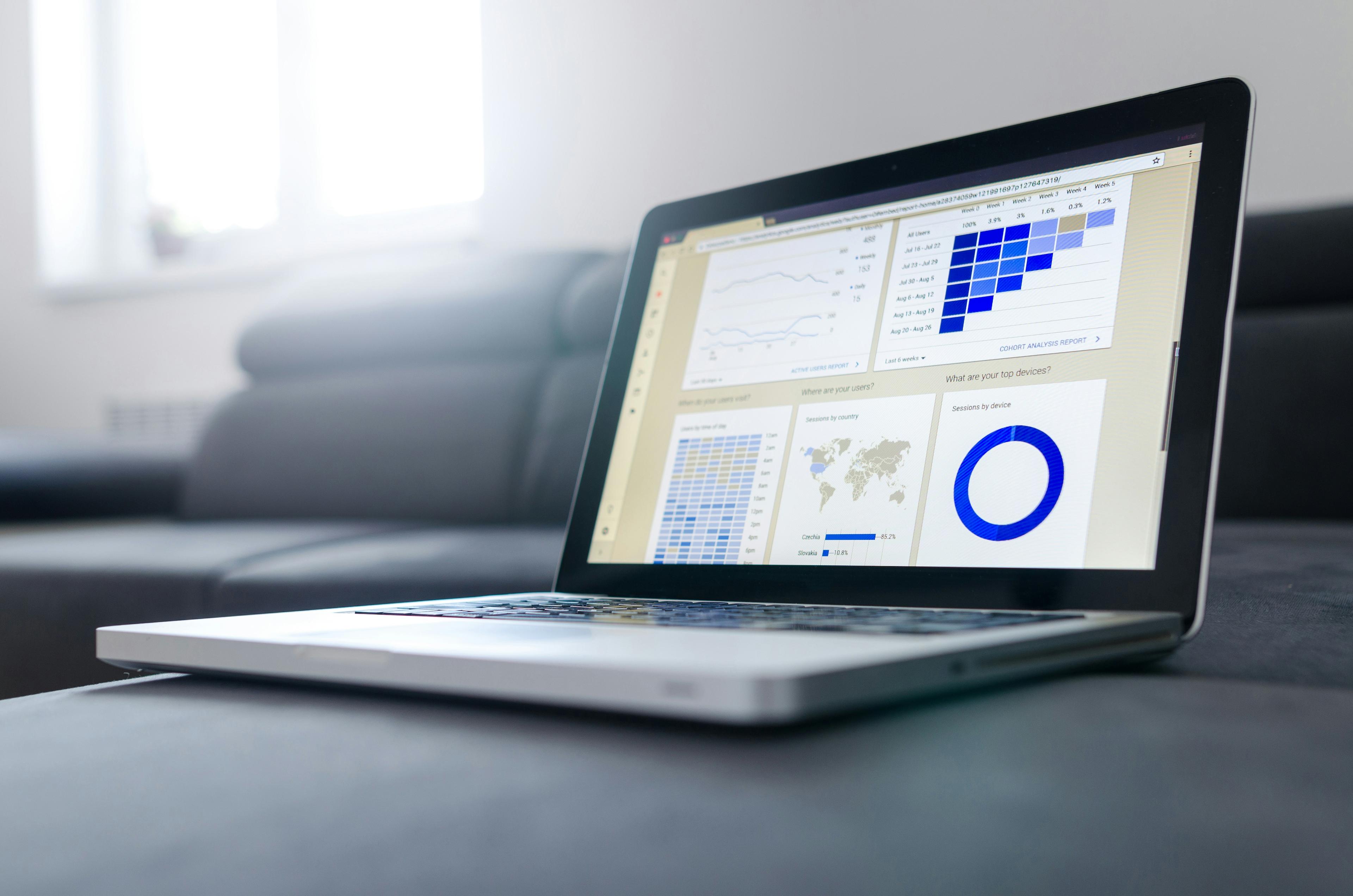 Dashboard med datavisualisering och grafer som illustrerar CRM-datakvalitet och analys